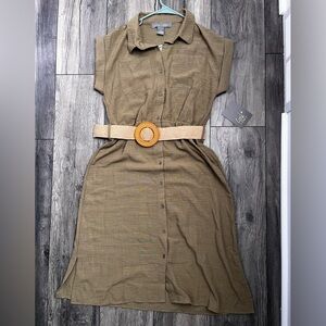 Lark + Grey Green Dress with Belt Size Small